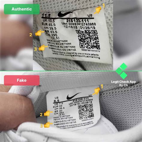 false nike shoe labels